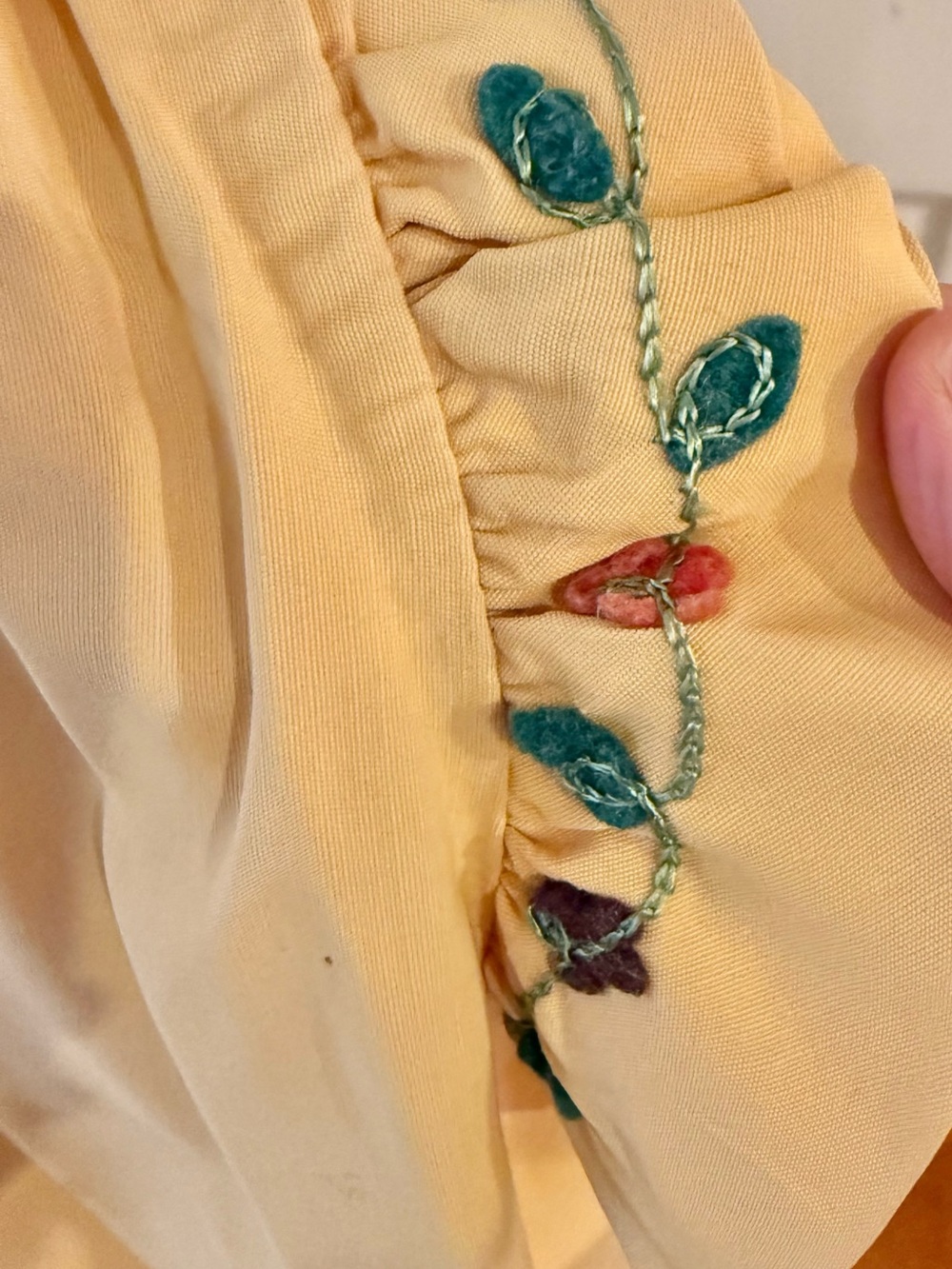 Yellow Ruffled German Dress with Embroidered Pockets - Picture 5 of 6